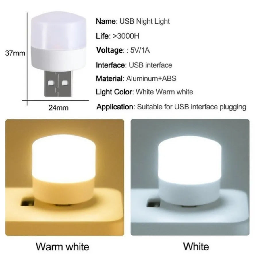 5 Pcs USB LED Plug Lamp 1W Super Bright Eye Protection USB Book Light Computer Mobile