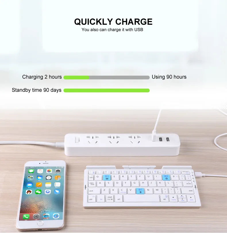 Foldable Bluetooth Keyboard Wireless Bluetooth with Stand for Phone & Tablet